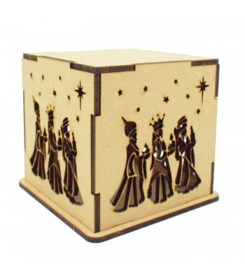 Laser cut Small Tea Light Box - Nativity Kings Design